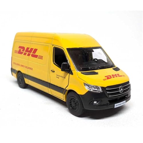 Image of Kinsfun D Dhl Mercedes-Benz Sprinter 1:46 Scale 5Inch Die Cast Metal Model Toy Cargo Van - Yellow