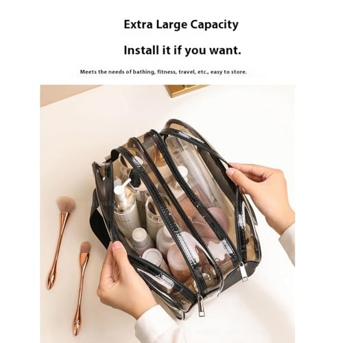 Travel Makeup Bag for Women,Large Waterproof Clear Toiletry Bag,Portable Large Travel Makeup, Carry On Airport Airline Compliant3