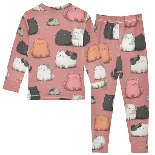 Pajama Sets Long Sleeve Pattern Of Cute Cats Soft Comfy Sleepwear 2 Piece PJS 3-8T3