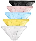 YuKaiChen Men's Briefs Low Rise Striped Mesh Bikini Underwear Bulge Enhancing Muti06-5pack01 L