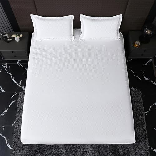 Image of Story@Home Long Staple Premium Cotton Compact Yarn Bedsheet King Size with 2 Pillow Covers, 500TC Premium Bedsheets, Home Decor, Ultimate Comfort, 270 cm x 270 cm, Checkered Printed - Checkered White