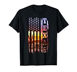 Texas American Flag Pride Landscape Cactus T-Shirt