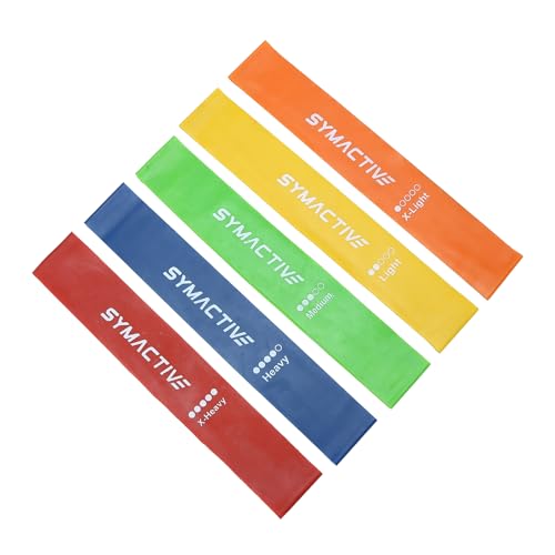 Image of Amazon Brand - Symactive Anti-Slip Latex Resistance Bands Loop Set, Smell-Free, Tear Resistant & Skin Friendly, Theraband for Fitness, Useful for HIPS, Arms & Legs Workouts (Multicolor, Set of 5)