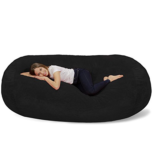Buy Chill Sack Memory Foam Bean Bag Lounger, 7.5Feet, Black Furry