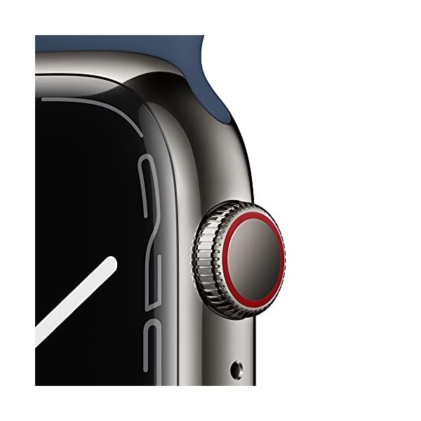 Apple Watch Series 7 [GPS + Cellular 45mm] Smart Watch w/Graphite Stainless Steel Case with Abyss Blue Sport Band. Fitness Tracker, Blood Oxygen & ECG Apps, Always-On Retina Display, Water-Resistant - Image 3