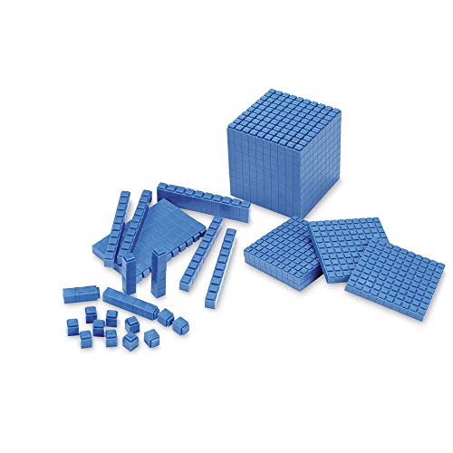 Image of hand2mind Blue Interlocking Base Ten Blocks, Math Manipulative Starter Kit (Set of 161)