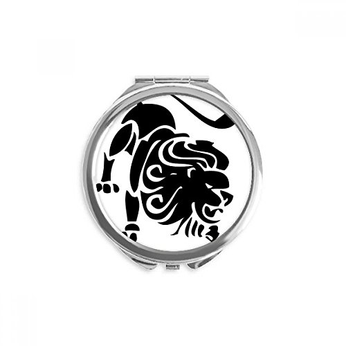Miroir de poche Lion zodiaque rond pour maquillage portable de 6,6 cm