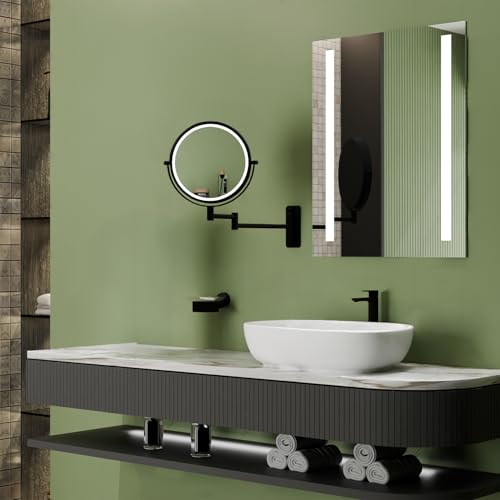 Image of Kohler ML Edge Detailing Lighted Mirror with 3X Magnification | Extendable Frame | Battery Operated, 3 Color Temperatures | Double Sided Mirror for Shaving, Makeup | 3 Yrs Warranty, 460 mm(18 inches)