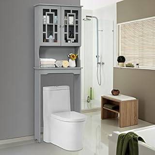CASART Over Toilet Shelf, 3-Tier Bathroom Storage Rack, Laundry Washing Machine Holder Cabinet Stand Organizer (Grey, 60 x 22 x 171cm)