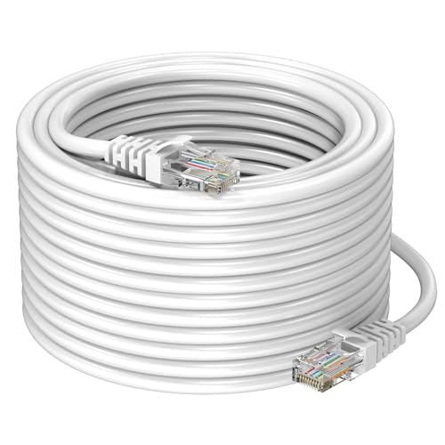 Image of Sounce Cat6 Ethernet Cable 40 Meter - High-Speed 550MHz / 10 Gigabit LAN Network Cable with RJ45 Connectors | Durable Patch Cord for Internet, Modem, Router, Computer & Office Devices (White)
