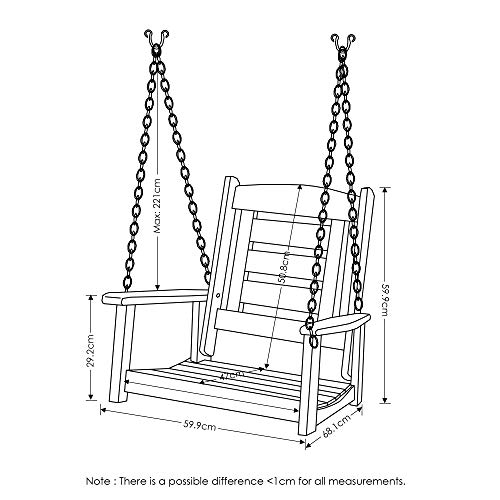 Furinno Tioman Hardwood Patio / Garden / Outdoor Porch Swing, Swing C, Natural #TOP1
