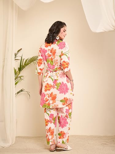 Image of WineRed Women Green Paisley Print Hi-Low Co-ord Set
