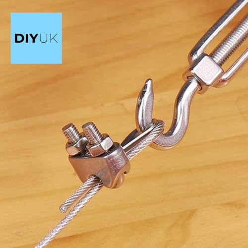 Wire Rope Clamp for 6mm Wire Rope Cable (Pack of: 4) U Bolt Saddle Clips DIN 741 Galvanised Steel Clip Fastener DIYUK - Image 6