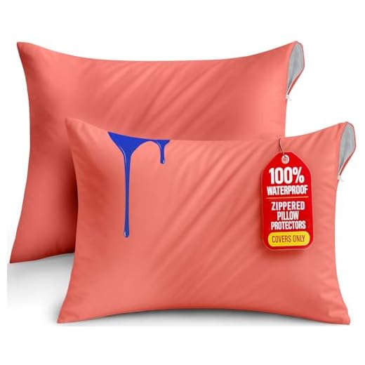 Utopia Bedding Waterproof Pillow Protectors Zippered Standard Size (2 Pack, Coral), Zippered Pillowcases, Bed Bug Proof Pillow Encasement Covers 20 x 26 Inches