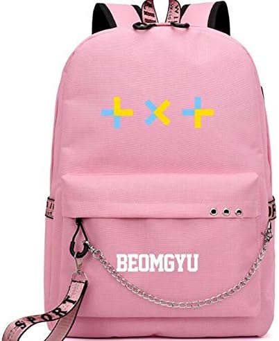 Amazon Co Jp ラきラき Kpop 韓流 ロゴをマークしたリュックサックtxtリュック組合 Eternity 韓国txt リュック バックパック旅行コンサート通学通勤旅行 ピンクbeomgyu シューズ バッグ