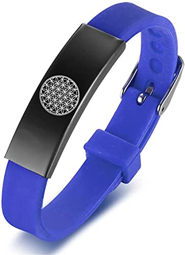 Pulsera ajustable de silicona con símbolo de curación de flor de la vida para mujeres, hombres, adolescentes, recordatorio espiritual de origen metafísico de la vida para meditación, joyería