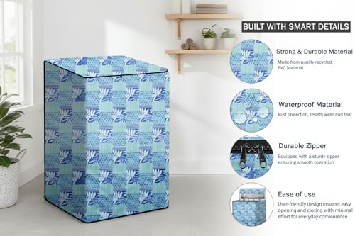 Image of Stylista Top Load Fully Automatic Washing Machine Cover Compatible for IFB 8 kg, 8.5 kg, 9 kg & 9.5 kg, Surface Pattern Blue