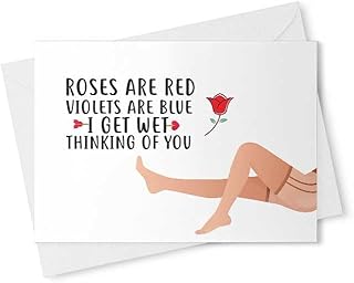 Funny Romantic Card - Roses Are Red Thinking Of You Naughty Boyfriend Anniversary Valentines Day Husband Birthday Girlfriend Inappropriate Her Love Valentine's Christmas Wife Father's Day [00072]