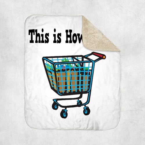 3dRose This is How I Roll Shopping Cart Basket Sherpa Lined Blanket