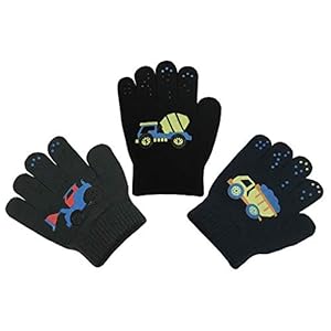 N’Ice Caps Guantes elásticos mágicos para niños, 3 pares de guantes de invierno para niños y niñas