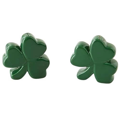 St Patrick's Shamrock Tabletop Collection Plates or Salt and Pepper Set - Shaped Salt and Pepper Shakers -  The Lakeside Collection, 2144071