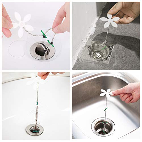 12 Pack Drain Hair Catcher Flower Shower Hair Cleaning Chain Hair Trap Chain Hook Bathtub Sinks Drain Clog Protectors Hair Stopper For Bathroom Kitchen #TOP3