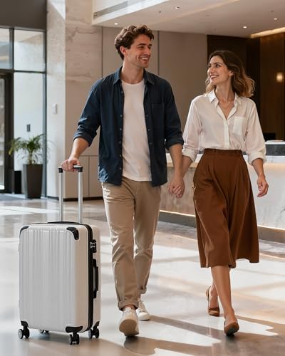 Image of Coolife Luggage, Suitcase with Durable and Lightweight, Checked Luggage with PC+ABS Hardshell, Dual Spinner Wheels, TSA Lock, and YKK Zipper (orange new, M(24in))