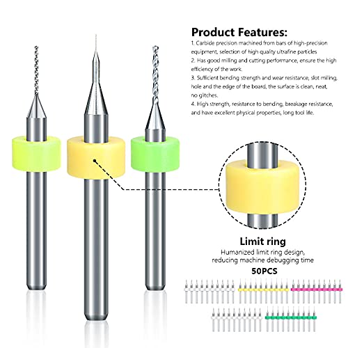 Mini Drill Bit Set 50 pz 0.25 0.3 0.35 0.4 0.45mm