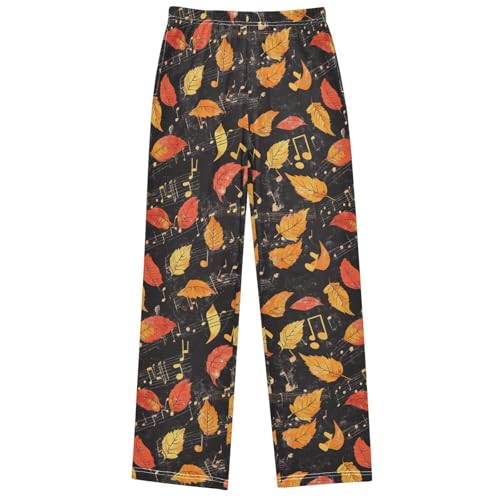 Boy's Pants Autumn Leaf Jogger Pants Elastic Waist Long Bottoms Trousers with Pockets 6-14 Years