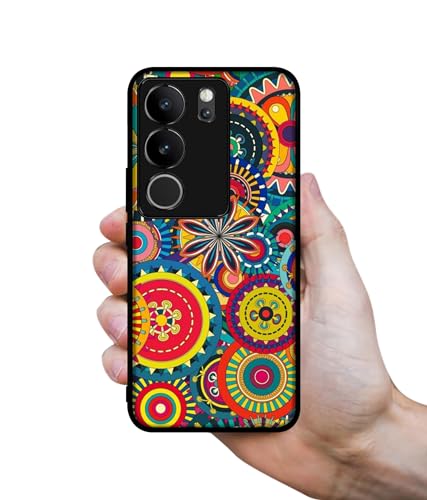 Image of Ring Pattern Print Design Premium 2D Printed Metal Back Case Cover for Vivo V29 5G / V29 Pro 5G