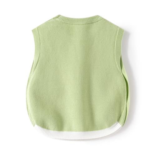 Cute Chick Knit Sweater Vest,Green,Heart Embroidered,Baby Girl Jacquard Waistcoat,Toddler Boy Sleeveless Top2
