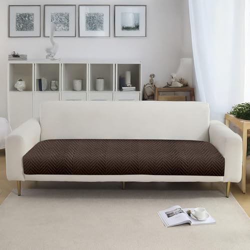 Image of Amazon Basics - Velvet Quilted Make Your Own Sofa Cover | 3 Seater | Multi-Layered Fabric | 180cm x 70cm | 350 GSM | Color - Brown