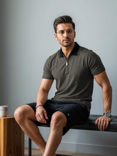 Image of Mens Premium Cotton Polo T-Shirt | 220 GSM Soft Fabric | Casual Stylish Look | Zipper Polo Design Snow White Polo T Shirt | Polo Tshirt for All-Day Wear