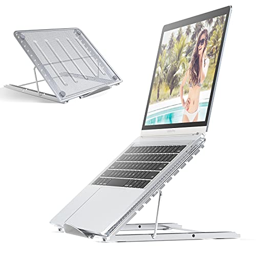 JUMKEET Support pour ordinateur portable, pliable, portable, ventilé, universel, léger et réglable, ergonomique compatible avec iM(AC)/ordinateur portable/ordinateur portable/tablette (argent) Cover