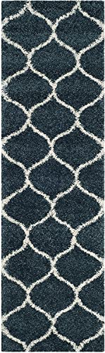 Image of Handwoven Microfibre 3D Rug for Living Room (Slate Blue & Ivory, 2 X 5 Feet (Runner), Microfibre)