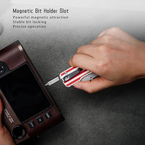 Image of OKNIFE U1 Pro Multitool Folding Utility Knife with Folding Screwdriver, Quick Change Blade, Rail Lock & Pocket Clip for Men Women (Stars & Stripes)