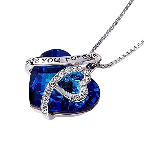 Hultzfdh Collar con colgante de corazón con texto en inglés 'I Love You Forever' (texto en inglés)