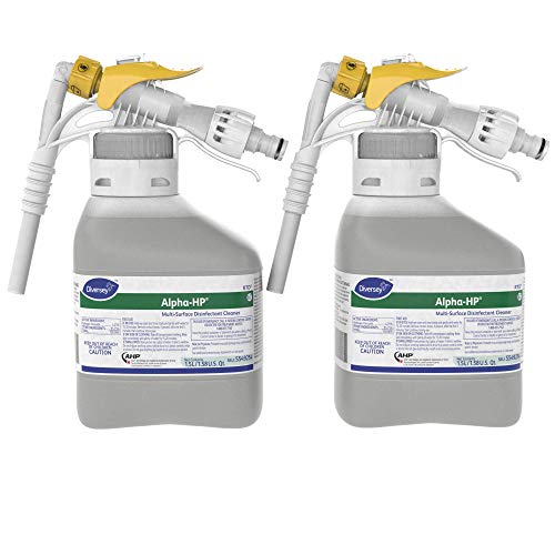 Diversey 5549271 Alpha-HP Multi-Surface Disinfectant Cleaner, Hydrogen Peroxide with Citrus Scent, Ready-to-Dispense (RTD) Liquid Concentrate, 5-Liter