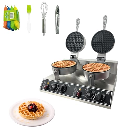 Commercial Double Waffle Maker 2400W, Round Belgian Waffle Iron with Timer & Temp Control (122-572°F), Non-Stick Teflon Coating, Stainless Steel Body for Restaurant & Home Use by GAOMON - Image 8