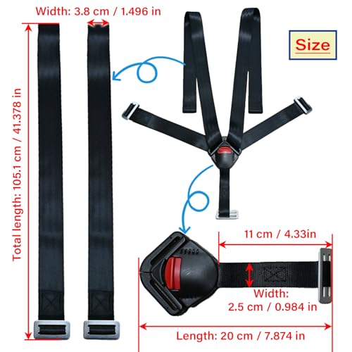 Image of Universal 5 Point Seat Chest Harness with Locking Buckle Adjustable Straps Replacement Part for Highchair Stroller Pushchair