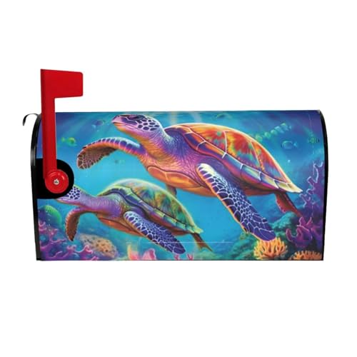 Image of Dujiea Ocean Vintage Sea Turtle Mailbox Wrap, Waterproof Magnetic Post Box Cover - Standard Size 21 inch L x 18 inch W - Garden Yard Outside Farmhouse Home Decor