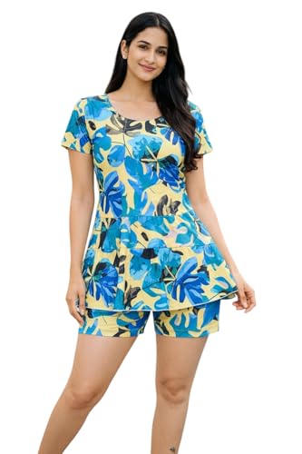 Maillot de bain Aarika en nylon imprimé bleu clair pour femme confortable