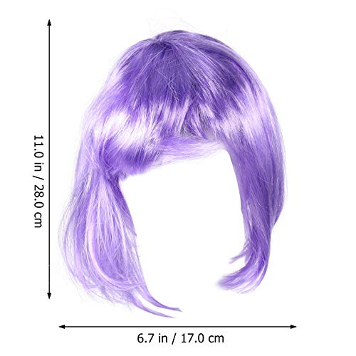 PIXNOR 6Pcs Neon Bob Perucas Perucas de Festa Conjunto Colorido Traje Peruca Peruca Cosplay Curto Ca
