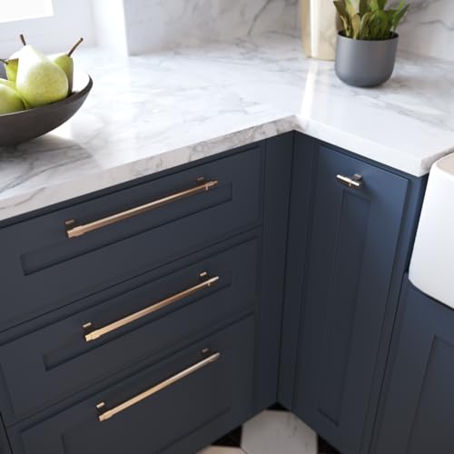 GTV - Möbelgriff IMPERIAL | Griff Griffe Möbelgriffe | Lange 35,4 cm| Bohrlochabstand 32 cm | ZnAl |Gold gebürstet