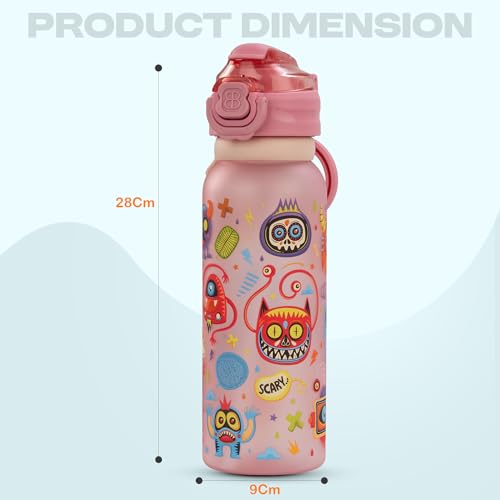 Image of BAYBEE 2 in 1 Baby Sipper Bottle for Kids | Anti-Spill BPA Free Baby Water Bottle with Silicone Straw & Carry Handle | 900 ML Drinking Water Bottle for Kids Toddlers 12+ Months Boys Girls (Pink)