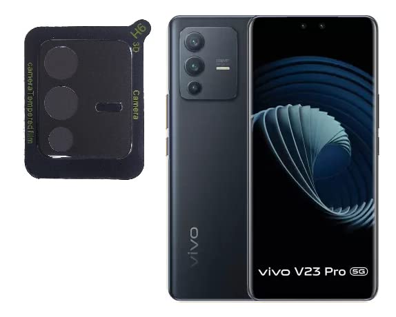 HOBBYTRONICS Camera Screen Guard for Vivo V23, Vivo V23 Pro Camera Tempered Glass Camera Lens Protector (Black) (Pack of 1)