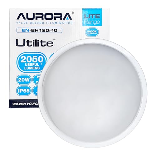 Aurora LED Wall & Ceiling Light 20W IP65 Waterproof Bulkhead 4000K 2050lm 221mm Round EN-BH120/40