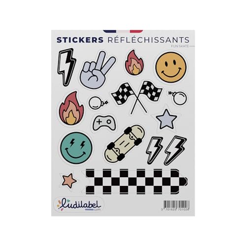 Stickers Réfléchissants Classe 1, Visible à 100m - Pour Vélo, Trottinette et Casque (Fun Skate)
