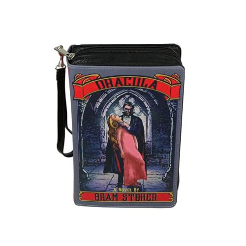 Things2Die4 Bram Stoker's Dracula Gothic Book-Shaped Clutch Bag with Crossbody or Wrist Strap, 9.25” Long, Perfect for Dark Fashion Lovers2
