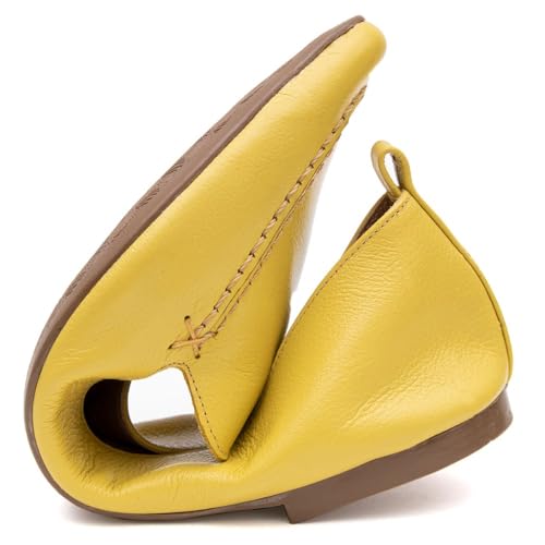 Sapatilha Mocassim feminina Pierrô couro legítimo cor amarela Tamanho:40;Genero:Feminino;Cor:Amarelo